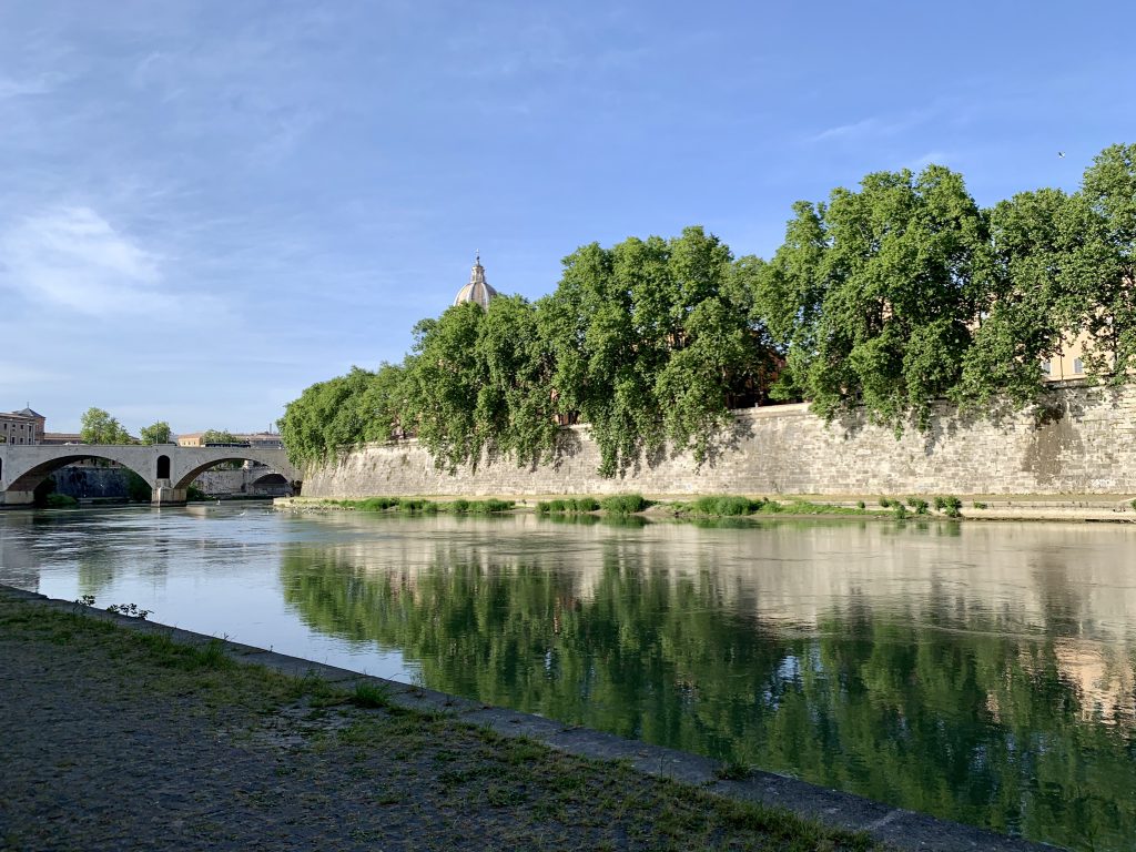 roma lungotevere pista ciclabile alberi cielo tevere